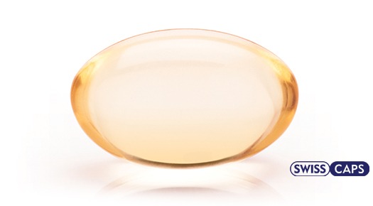 Omega3 of Norway fish oil supplement capsule with Swiss Caps logo